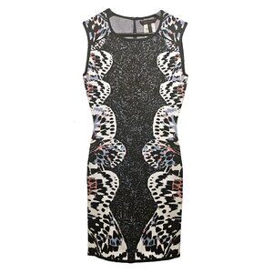 BCBGMaxazria Audrie Butterfly Knit Jacquard Black Dress Size XXS